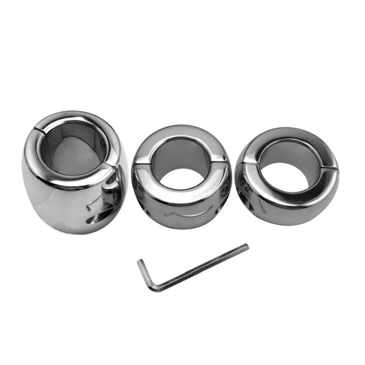 4 size Heavy stainless steel Testicle Stretchers Scrotum penis cock ring metal Locking pendant Ball Weight for CBT male sex toy