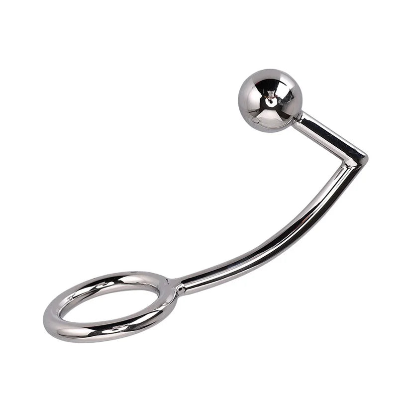 40mm,45mm,50mm for choose Stainless Steel butt plug ball anal hook with penis ring fetish cock chastity device sex toys for men