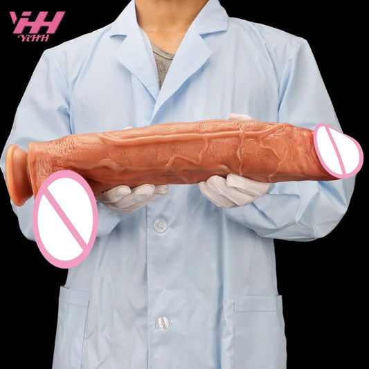 43cm Long Silicone Dildo Realistic Large Fake Penis Sex Toy For Men Women With Thick Stiff Cock Real Dong Powerful Suction Cup