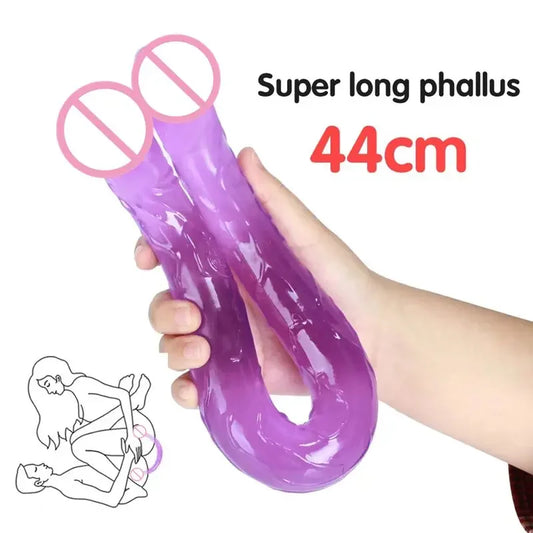 44cm Soft Jelly Dildo Double Long Realistic Dildos Cock Lesbian Vaginal Anal Plug Flexible Fake Penis For Women Dildos Sex Toys