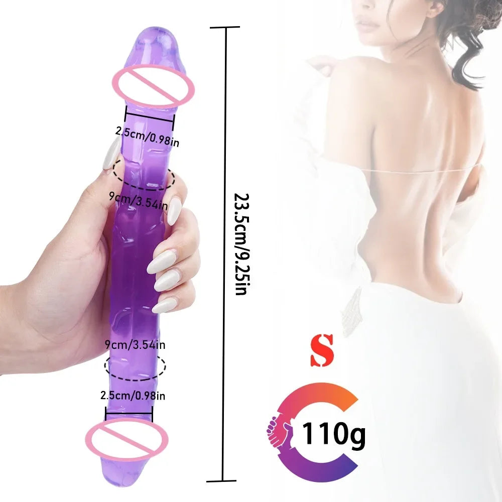 44cm Soft Jelly Dildo Double Long Realistic Dildos Cock Lesbian Vaginal Anal Plug Flexible Fake Penis For Women Dildos Sex Toys