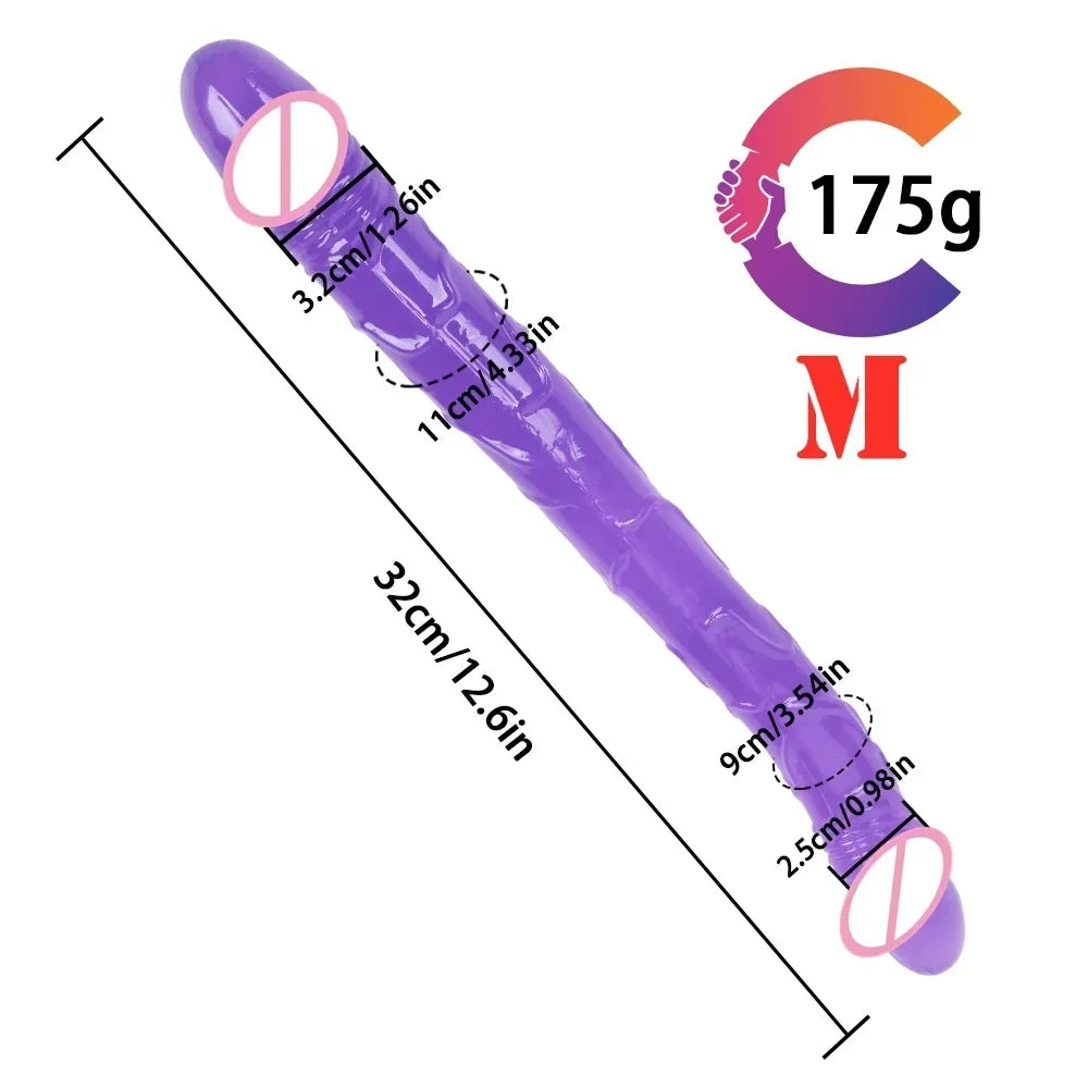 44cm Soft Jelly Dildo Double Long Realistic Dildos Cock Lesbian Vaginal Anal Plug Flexible Fake Penis For Women Dildos Sex Toys