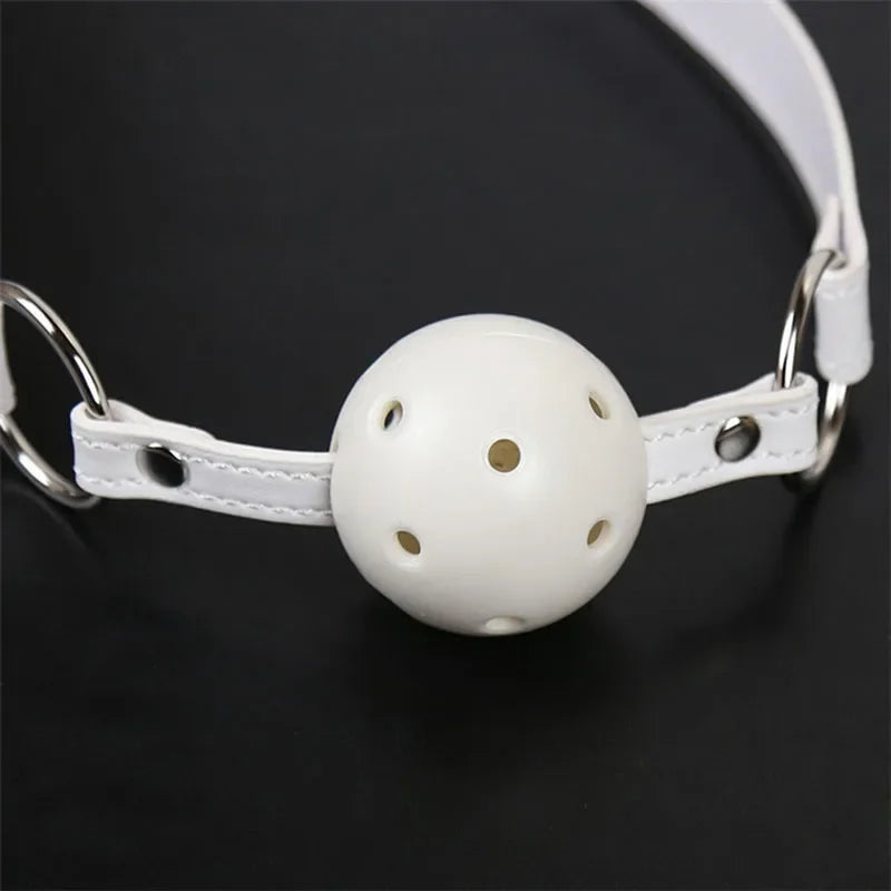 45mm White PU Leather Breathable Ball Gag Mouth Restraint BDSM Erotic Sexy Cosplay Flirting Sex Toys For Couples Adult Games