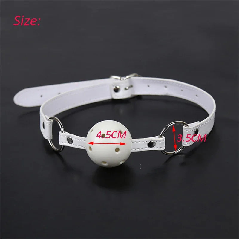 45mm White PU Leather Breathable Ball Gag Mouth Restraint BDSM Erotic Sexy Cosplay Flirting Sex Toys For Couples Adult Games