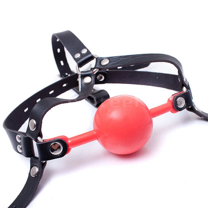 48mm Ball Gag Open Mouth Gag PU Leather Head Harness Bondage Silicone Gag with Lock Adult Games BDSM Sex Toys for Couple Women