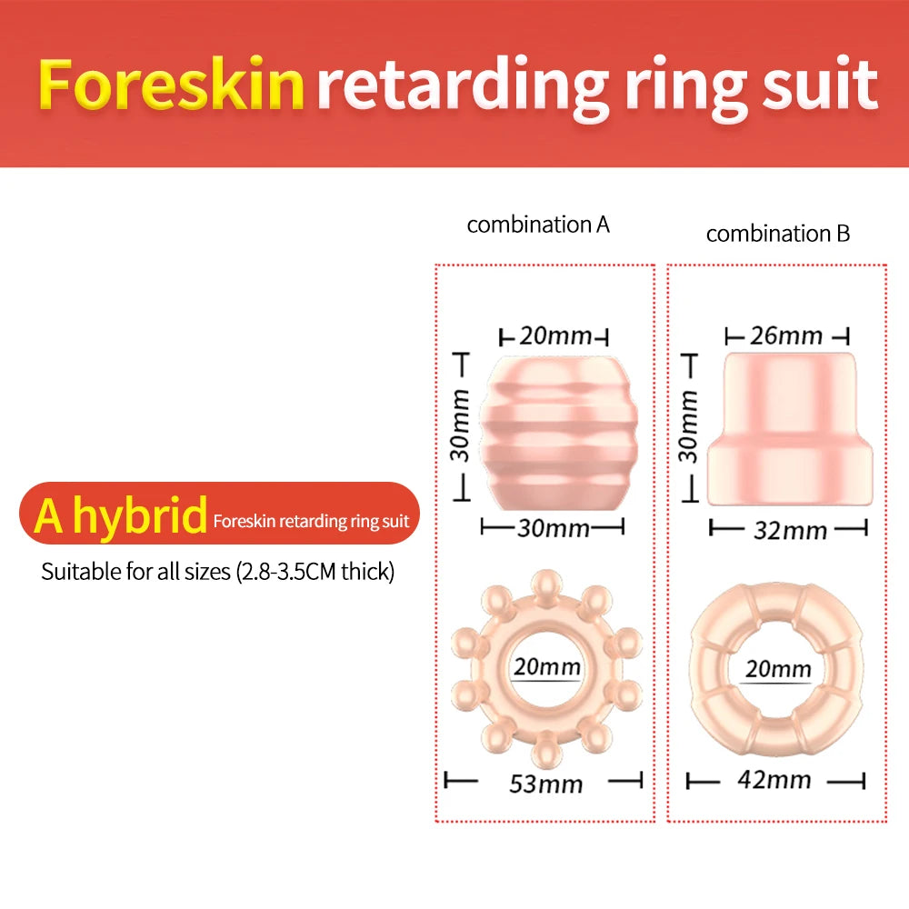 4PCS Foreskin Correction Penis Sleeve Dick Rings Delay Ejaculation Screw Shape Penis Ring Cock Ring Sex Toys For Men Cock Rings