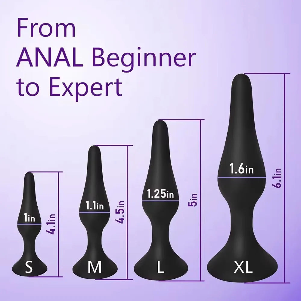 4pcs S/M/L/XL  Anal Plug Prostate Training Kit Silicone Anal Toy for Beginners Anal Plug Stimulation Adult Toys Sex Products