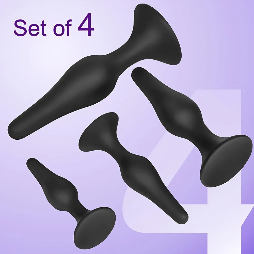 4pcs Set Silicone Butt Plug Anal Dilator Prostate Massager Adult Game Stimulation Anus G Spot Massage Dildo BDSM Sex Toy For Man