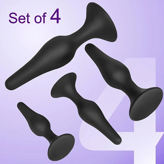 4pcs Set Silicone Butt Plug Anal Dilator Prostate Massager Adult Game Stimulation Anus G Spot Massage Dildo BDSM Sex Toy For Man