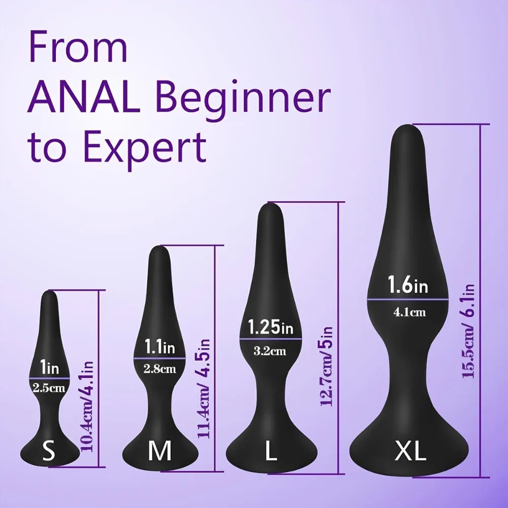 4pcs Set Silicone Butt Plug Anal Dilator Prostate Massager Adult Game Stimulation Anus G Spot Massage Dildo BDSM Sex Toy For Man