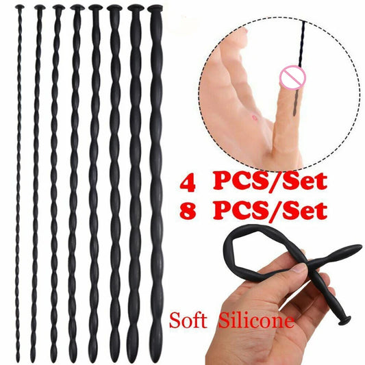 4pcs Soft Silicone Urethral Dilator Wave Horse Eye Stick Urethran Expander Male Masturbation Stimulator Adult Sex Toy Men Gay