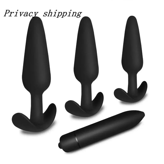 4pcs/set Beginner Butt Plug for Men Silicone Anal Plug Prostate Massager Bullet Vibrator Adult Goods Sex Toy for Men Women