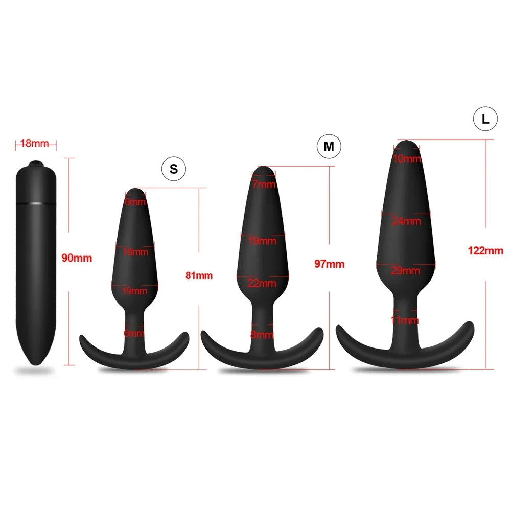 4pcs/set Beginner Butt Plug for Men Silicone Anal Plug Prostate Massager Bullet Vibrator Adult Goods Sex Toy for Men Women