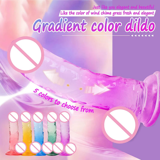 5 Colors Realistic Big Jelly Dildo Suction Cup Female Erotic Anal Plug Sex Toys Gay Soft Clitoris Vaginal Masturbators for Adult