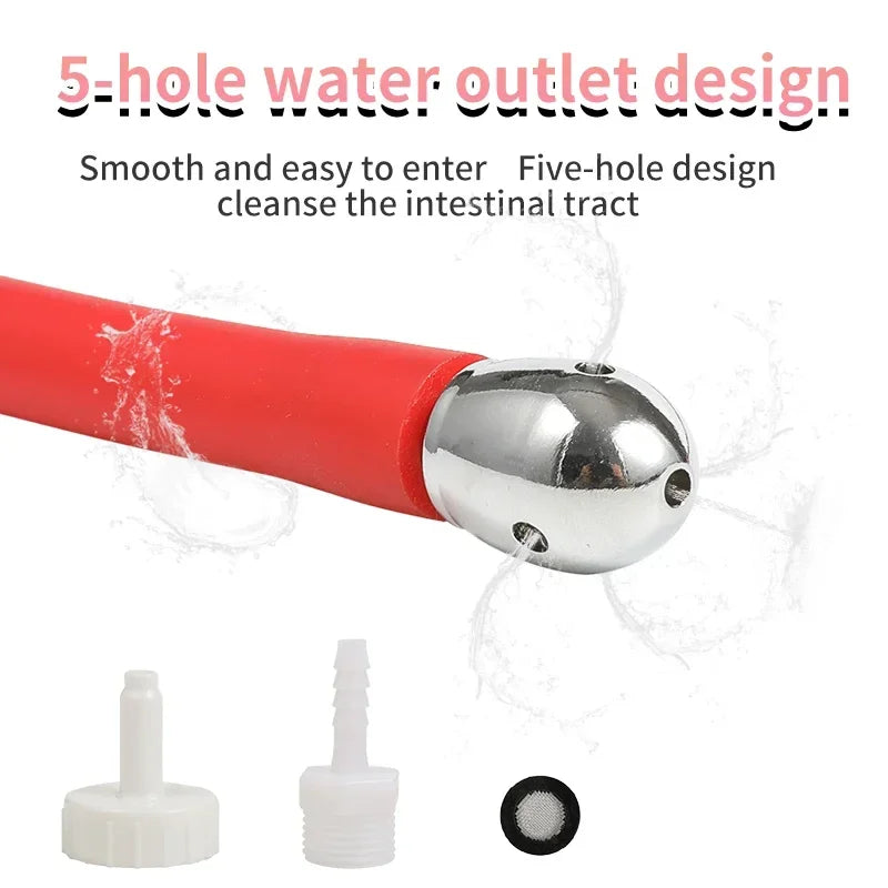 5 holes Flexible Enema Bidet Tube Silicone Comfortable Nozzle Enema Attachment 50cm-100cm Hose Bathroom Accessories