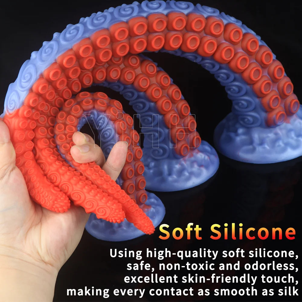 50cm Soft Silicone Anal Plug Super Long Dildo Butt Plug Octopus Tentacles Sucker Masturbate  Dilatador Anal Adult Sex Toys-S/M/L