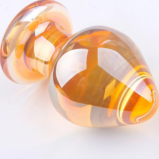 55mm Gold Big Glass Anal Plug Huge Anal Balls Fist Butt Plug Glass Prostate Massage Dilatador Anal Sex Toys for Women Men