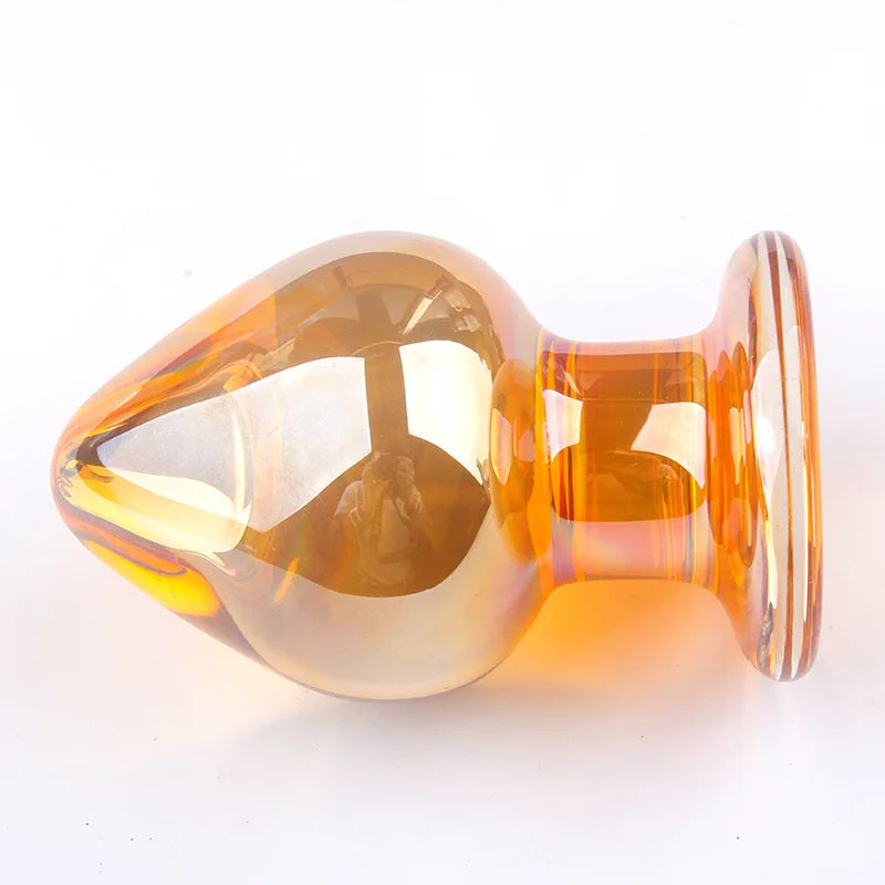 55mm Gold Big Glass Anal Plug Huge Anal Balls Fist Butt Plug Glass Prostate Massage Dilatador Anal Sex Toys for Women Men