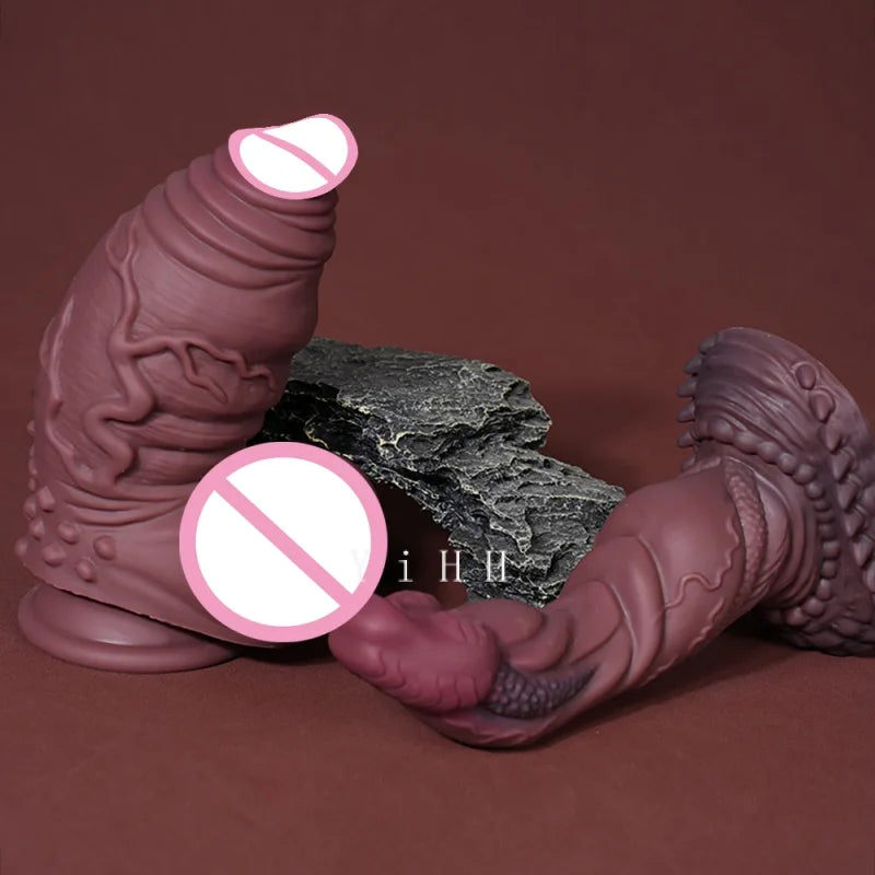 6.3in Thick Monster Dildo Brown Silicone Animal Dildos Anal Plug Toys Big Knot Dragon Dildo for Beginners Women and Men Couples