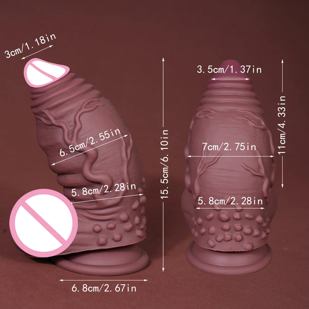 6.3in Thick Monster Dildo Brown Silicone Animal Dildos Anal Plug Toys Big Knot Dragon Dildo for Beginners Women and Men Couples