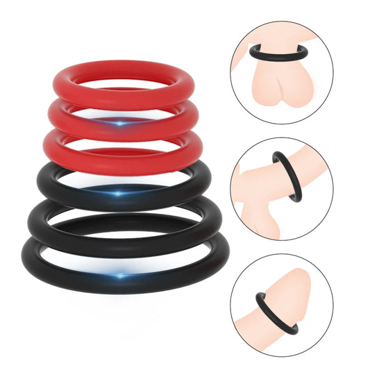 6 Piece Penis Ring Reusable Silicone Semen Cock Ring Penis Enlargement Delayed Ejaculation Sex Toys For Men No Vibrator Sex Shop