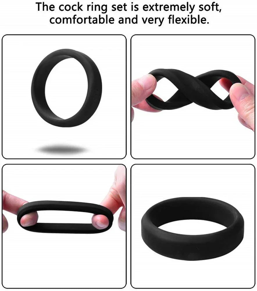 6 Size Elastic Silicone Cock Ring Ball Stretcher Foreskin Loop For Men Penis Erection Extender Semen Lock Couple Game Sex Toys