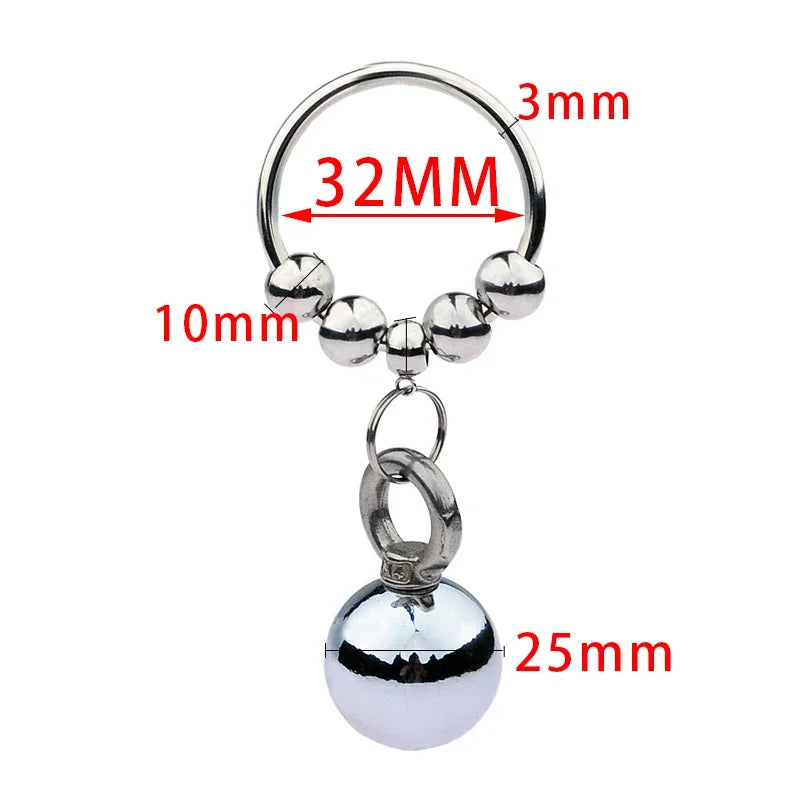 6 Size Male Penis Cock Ring Heavy Duty Metal Locking Testicular Pendant Weight For Men CBT Glans Rings Delay BDSM Sex Toys Shop