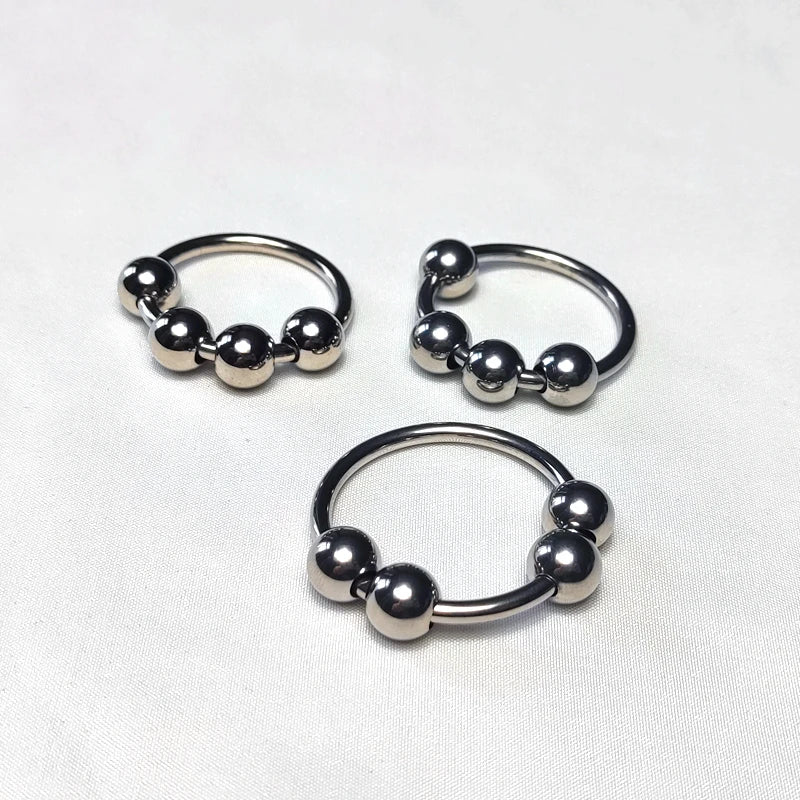 6 Sizes Metal Penis Ring Sex Toys for Men Male Delay Ejaculation Stainless Steel Cock Ring With 4 Beads Glans Stimulator