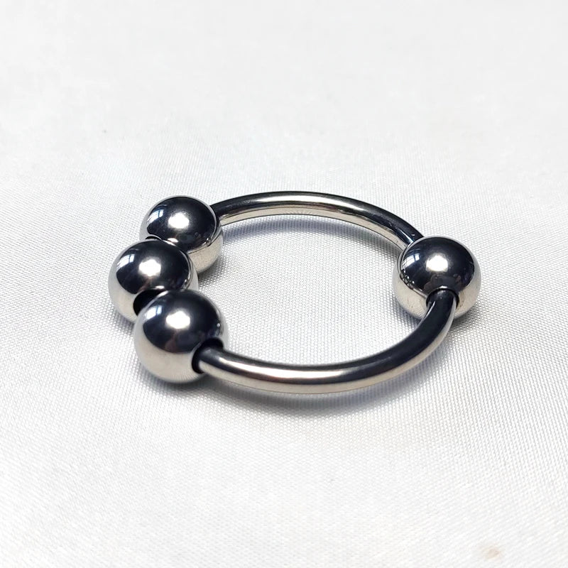 6 Sizes Metal Penis Ring Sex Toys for Men Male Delay Ejaculation Stainless Steel Cock Ring With 4 Beads Glans Stimulator