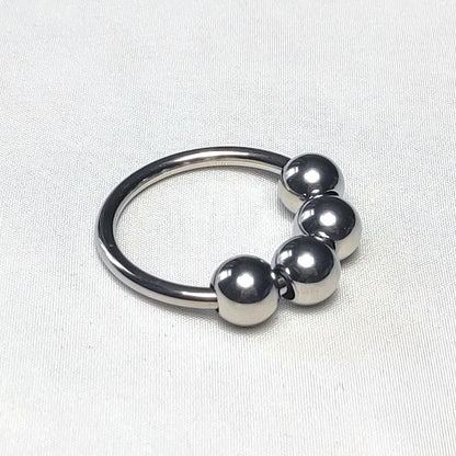 6 Sizes Metal Penis Ring Sex Toys for Men Male Delay Ejaculation Stainless Steel Cock Ring With 4 Beads Glans Stimulator