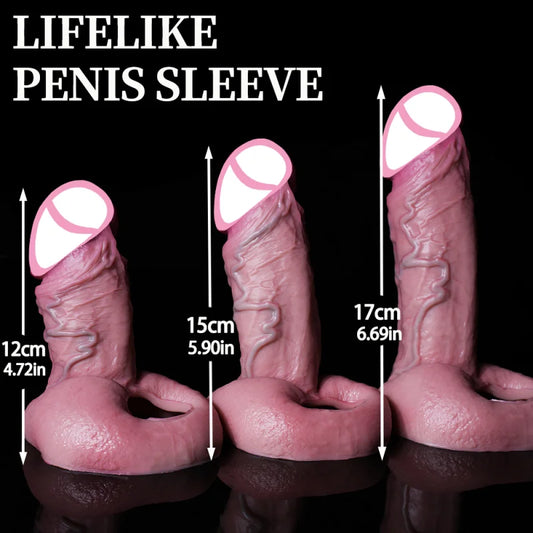 6 Sizes Realistic Enlarger Cock Sleeve Penis Cover Big Silicone Condoms For Man Dick Extend Penis Sex Toys For Men Sex Products