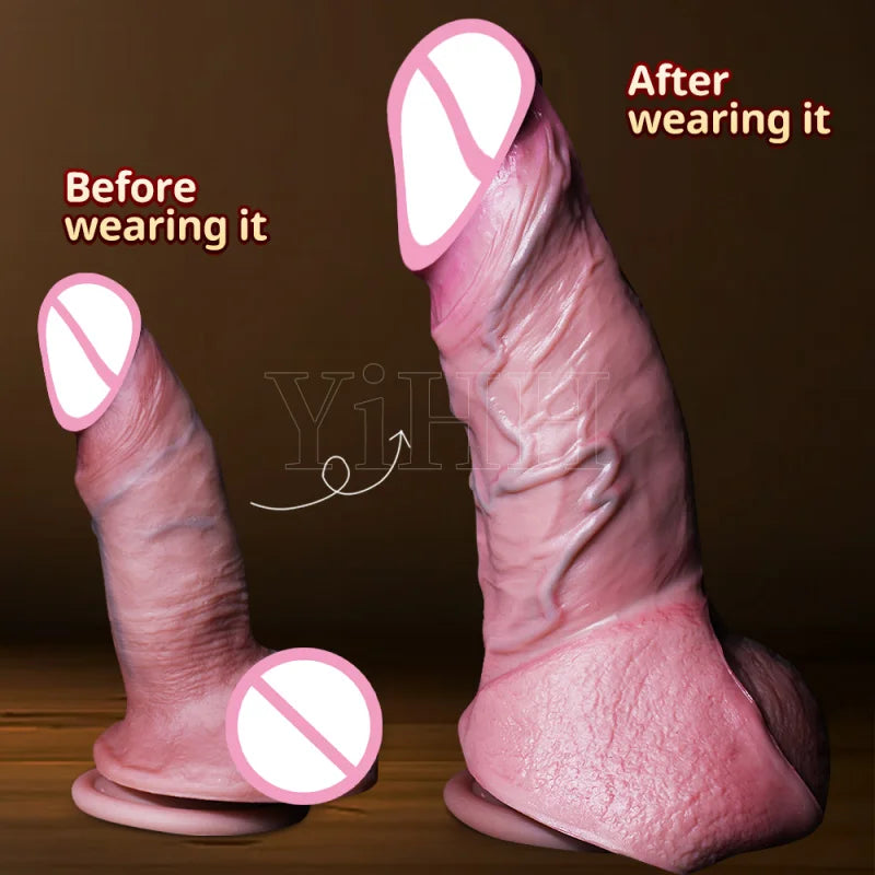 6 Sizes Realistic Enlarger Cock Sleeve Penis Cover Big Silicone Condoms For Man Dick Extend Penis Sex Toys For Men Sex Products