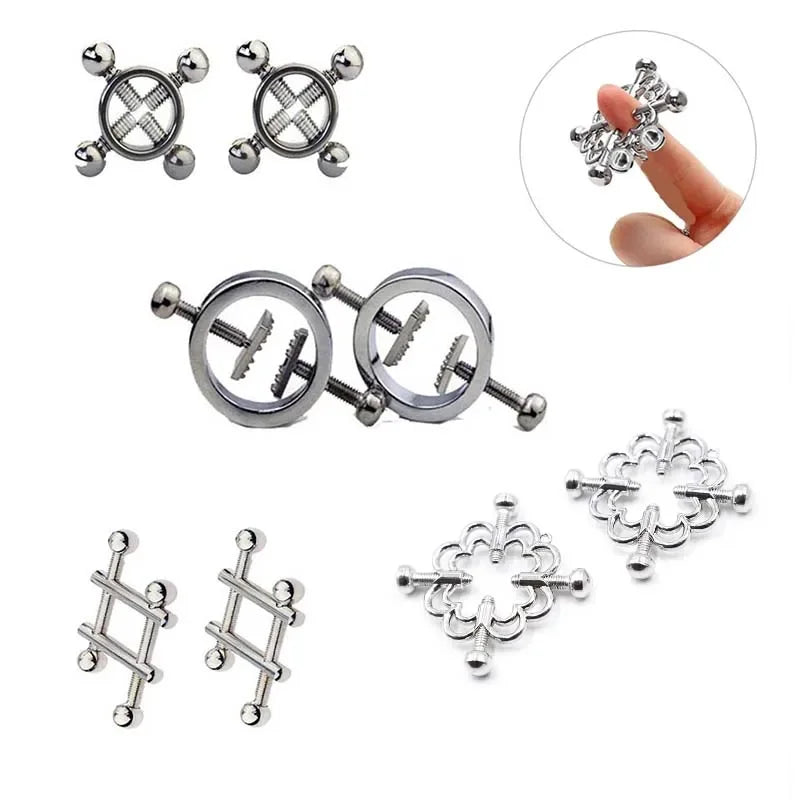 6 Types Metal Breast Nipple Clamps Clips Nipple Stimulator RolePlay Slave BDSM Bondage Adult Restraint Sex Toys Game for Women
