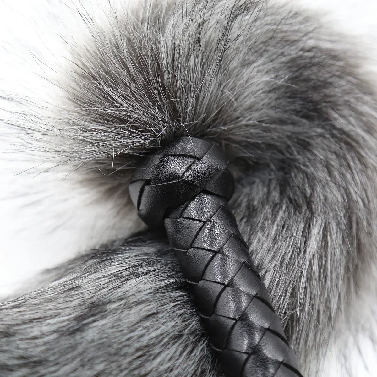 61CM Artificial Wool Fox's Tail Whip,Horse Whip,Costumes Performance Props,PU Leather Handle with Wrist Strap