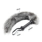 61CM Artificial Wool Fox's Tail Whip,Horse Whip,Costumes Performance Props,PU Leather Handle with Wrist Strap