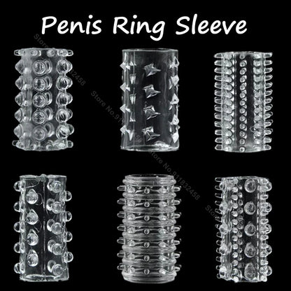 6Pcs Extended Pleasure Penis Enlargers Sleeve Sex Tool Head To Penis Sex Products Cock Ring Sex Toys For Men