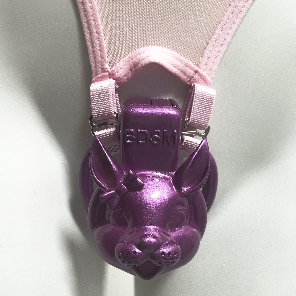 Pink Thong Chastity Cage Lock Fixed Belt Auxiliary Belt Anti Falling  BDSM