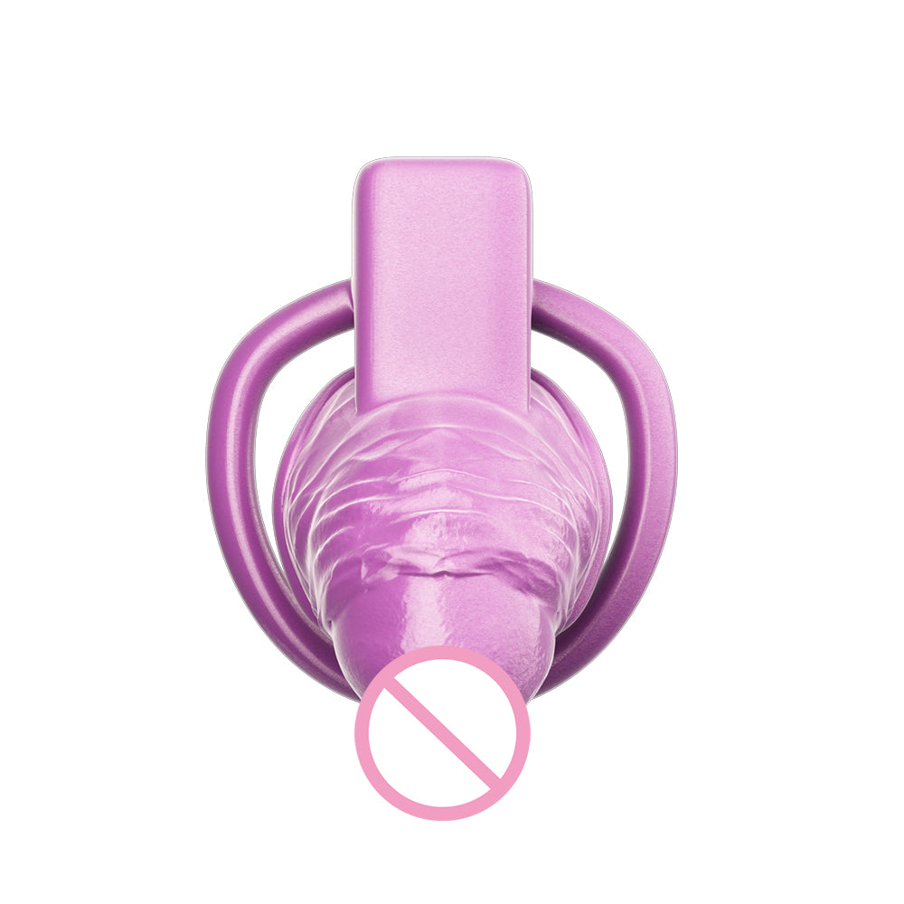 Simulation Penis Purple Lock Chastity Cage