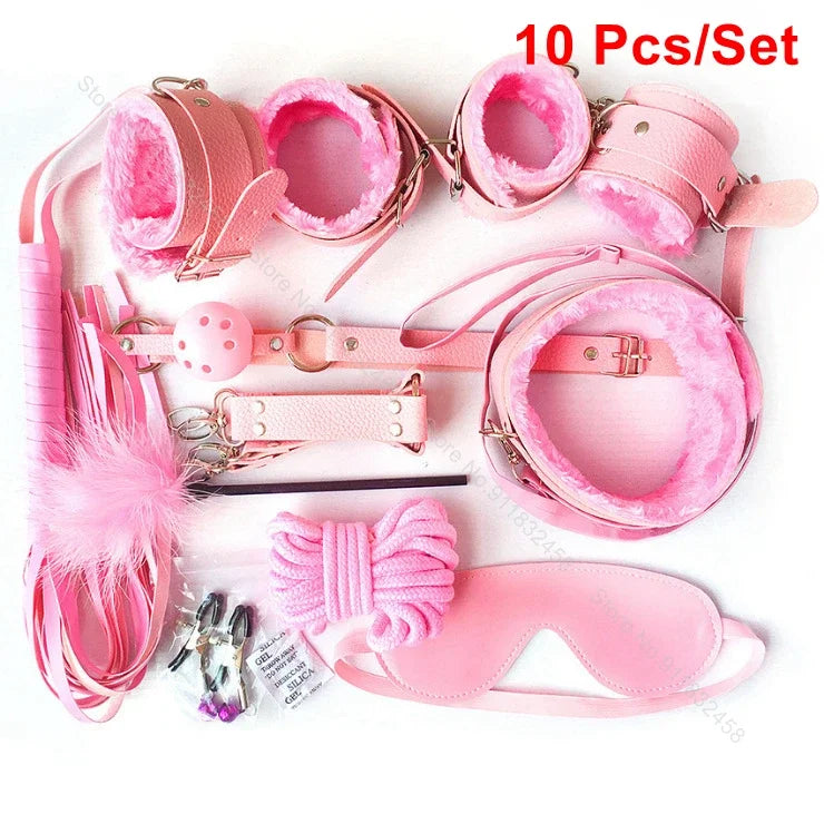 7/10Pcs Sex Toys For Women Cotton Rope Handcuffs Collar String Mouth Ceppi Whip Suit Offbeat Bondage Toys Adult Games Sex Shop