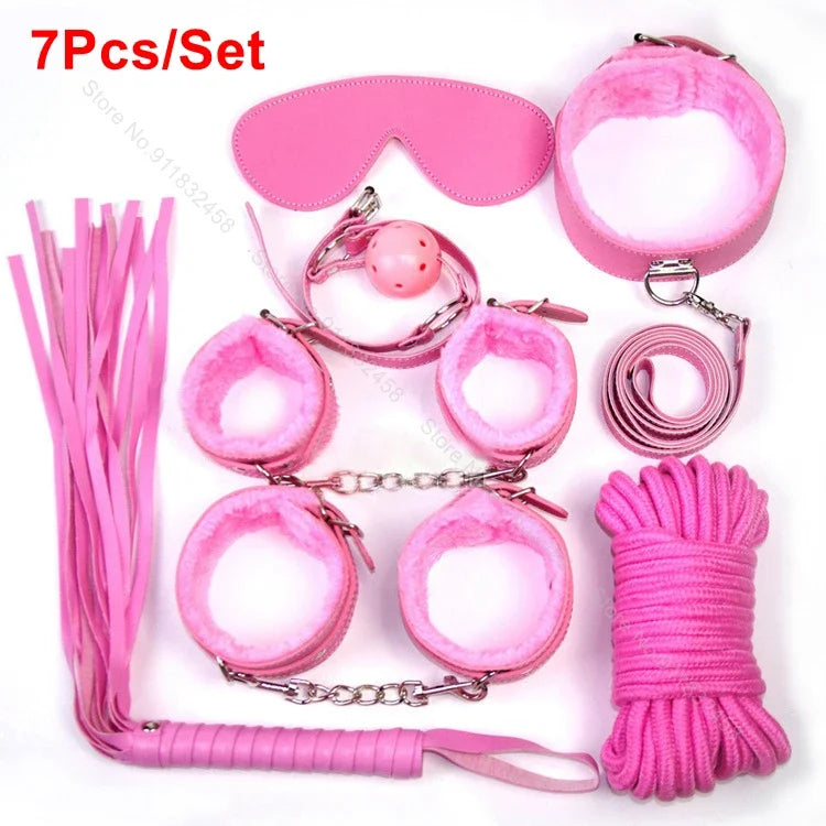 7/10Pcs Sex Toys For Women Cotton Rope Handcuffs Collar String Mouth Ceppi Whip Suit Offbeat Bondage Toys Adult Games Sex Shop