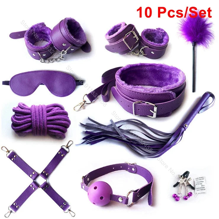 7/10Pcs Sex Toys For Women Cotton Rope Handcuffs Collar String Mouth Ceppi Whip Suit Offbeat Bondage Toys Adult Games Sex Shop