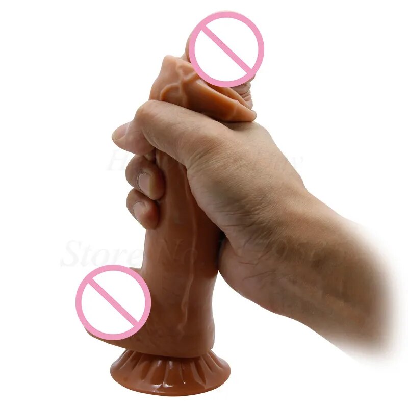 7.8 Inch Skin feeling Realistic Dildo soft Liquid Can worn Penis With Suction Cup Sex Toys for Woman Strapon Female Masturbation