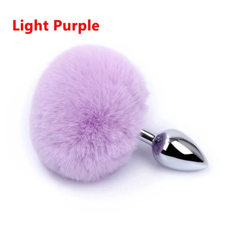 7 Color Stainless Steel Rabbit Tail Anal Plug Bunny Tail Butt Plug Anal Sex Toys Adult Products