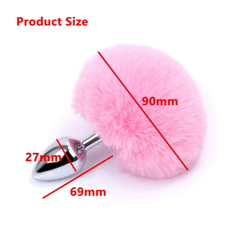 7 Color Stainless Steel Rabbit Tail Anal Plug Bunny Tail Butt Plug Anal Sex Toys Adult Products