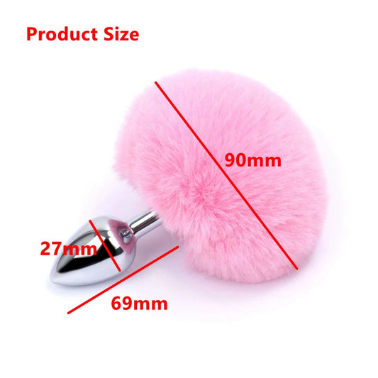 7 Color Stainless Steel Rabbit Tail Anal Plug Bunny Tail Butt Plug Anal Sex Toys Adult Products