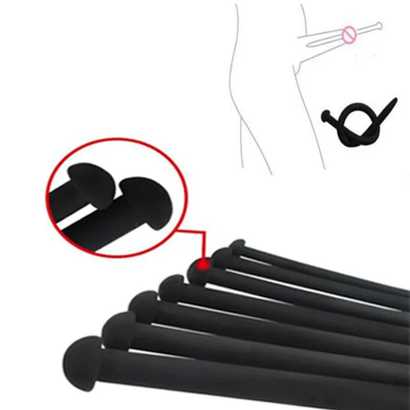 7 Sizes Silicone Urethral Catheter Dilator Sounding Soft Penis Plug Male Urethral Catheter Super Long Stretching Sex Toy for Men