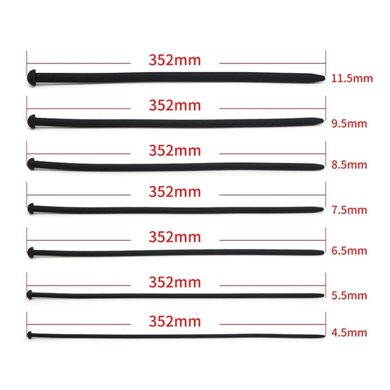 7 Sizes Silicone Urethral Catheter Dilator Sounding Soft Penis Plug Male Urethral Catheter Super Long Stretching Sex Toy for Men