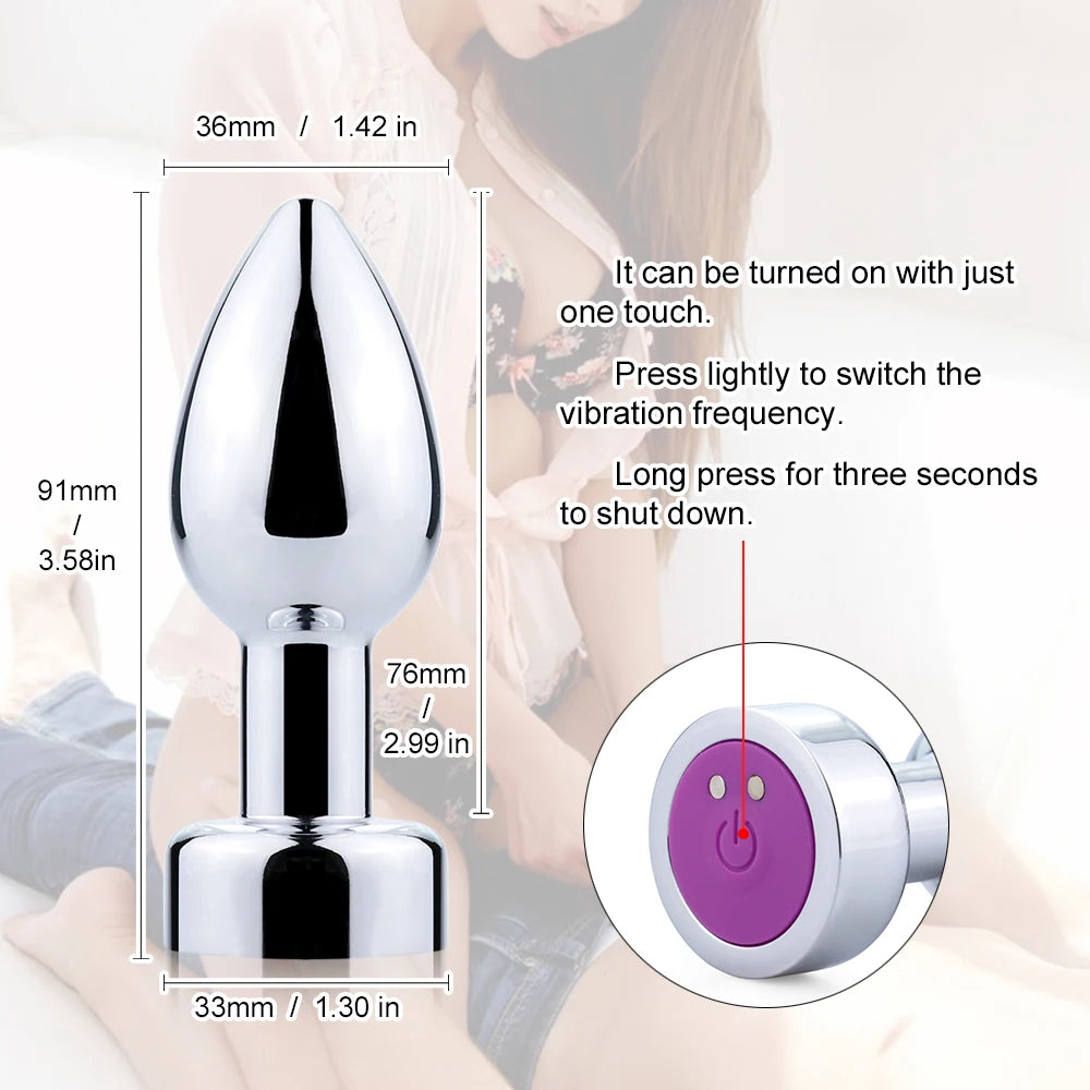 7 speed vibrator Metel anal beads butt plug vibration large rechargeable Wireless Remote Control Prostate Massager ass sex toy