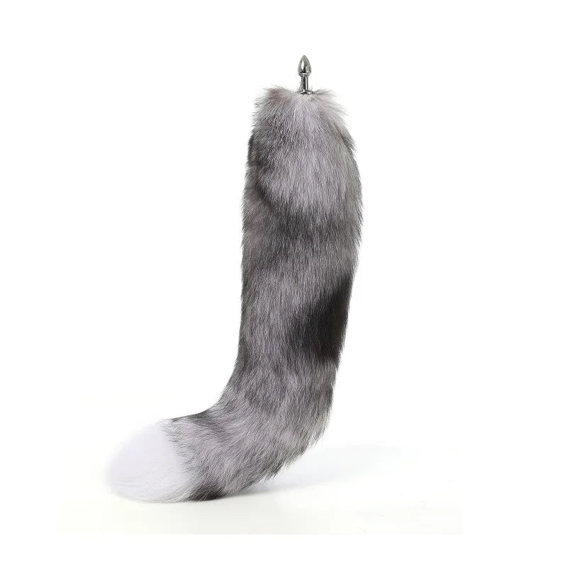 70cm Super long real fox tail anal beads butt plug Metal Flirting erotic coaplay BDSM ass sex toy couple role play game women