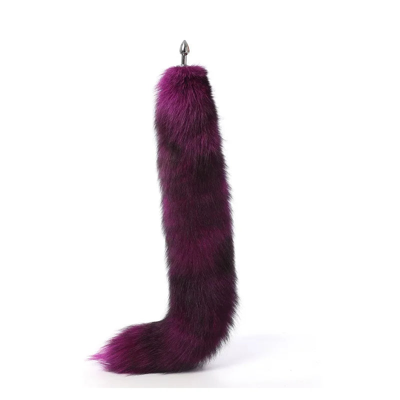 70cm Super long real fox tail anal beads butt plug Metal Flirting erotic coaplay BDSM ass sex toy couple role play game women